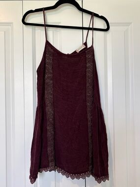 Altar'd State Plum Lace-Trim Spaghetti Strap Tunic